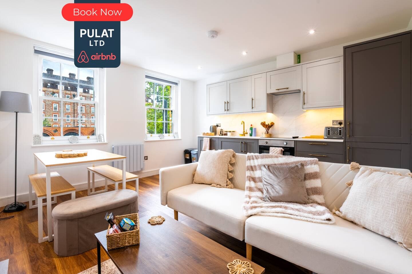 Lounge, Dining & Kitchen at Pulat Ltd Short Lets & Serviced Accommodation